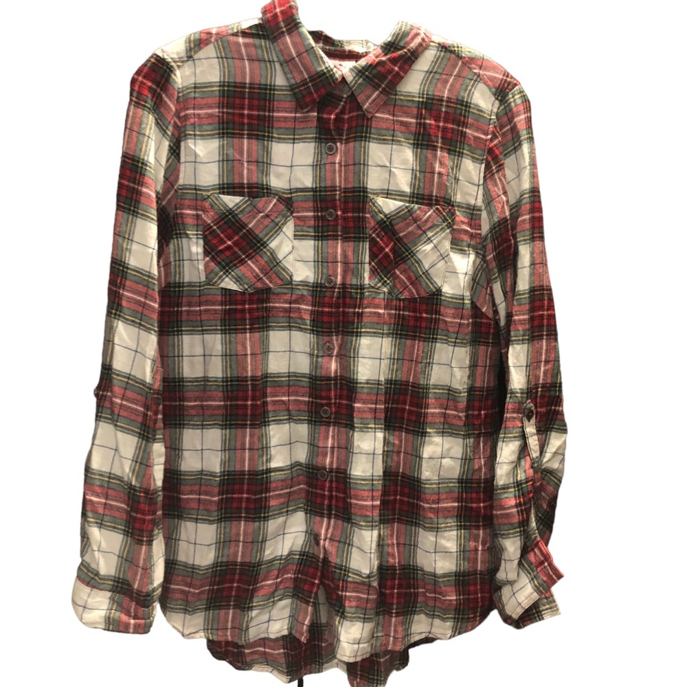 Dressbarn plaid soft flannel long sleeve button up shirt SZ M - Picture 1 of 10